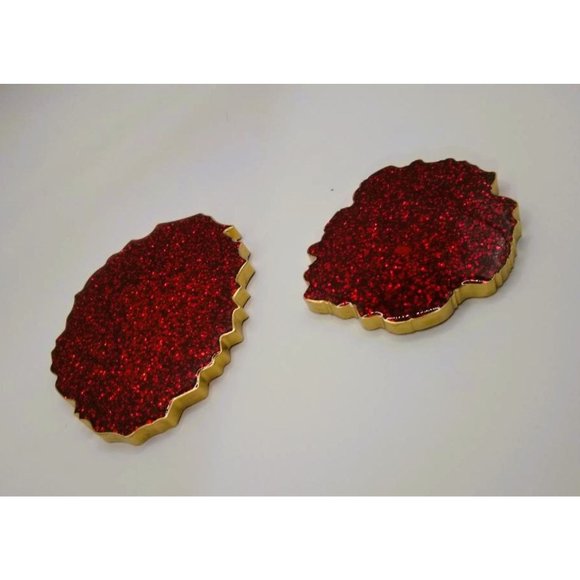 Coasters and Tea Light Candle Holders 5 Piece Set Red Glitter Handmade NEW - Picture 4 of 10